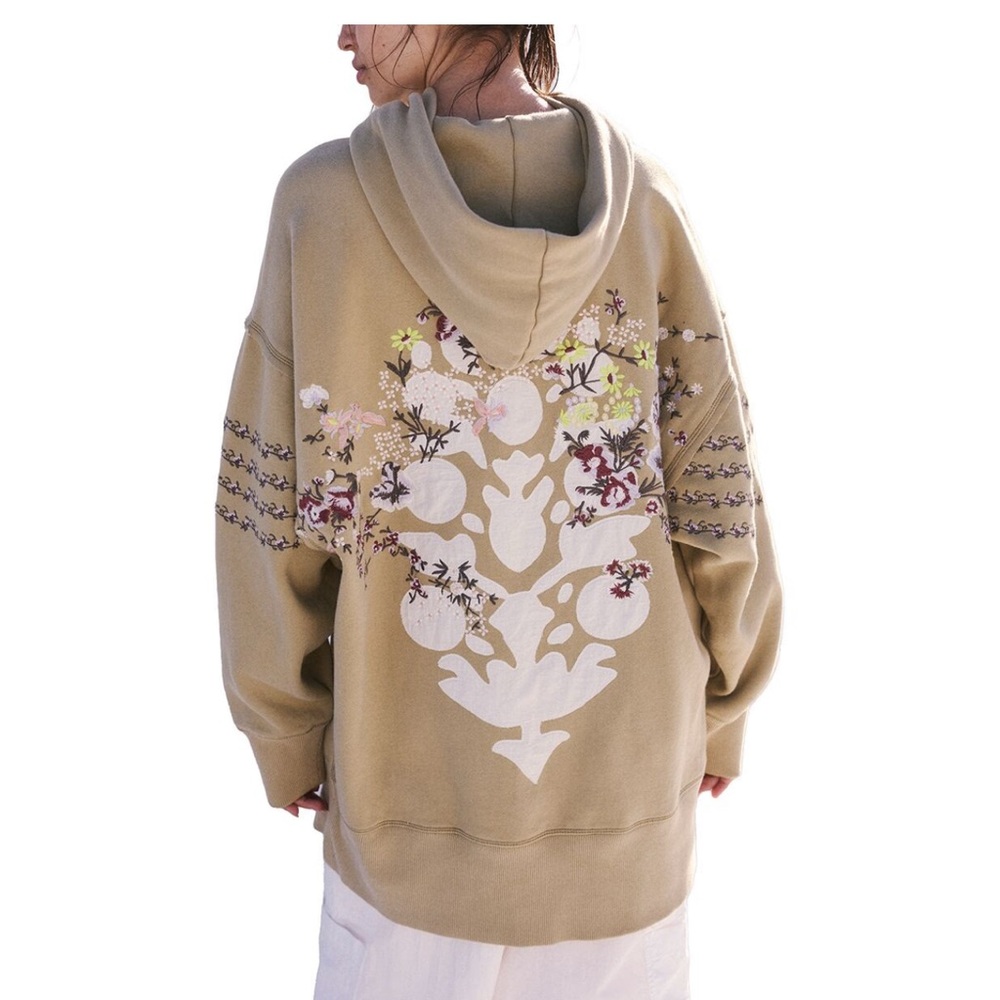 FP Movement by Free People Floral Embroidered Hoodie - Tan